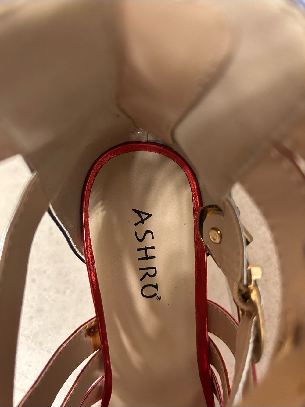 Ashro Multicolor Strappy Heeled Sandals - Red, Pink, Navy & Silver - Picture 5 of 6